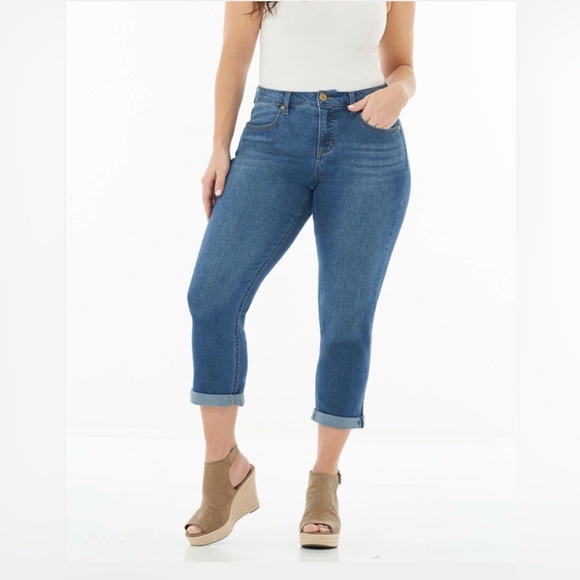 Measure & Made Dark Rinse Wash Rolled Crop Jean Hourglass Fit Mid Rise Size0 NWT - Picture 5 of 9